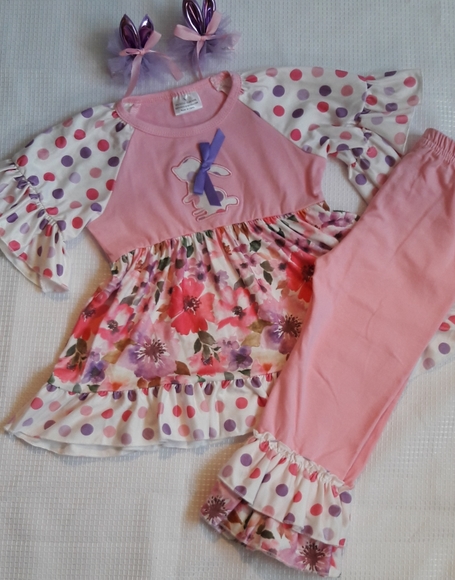 Pink girls pant dress outfit Size 2T to 7 - Picture 2 of 9